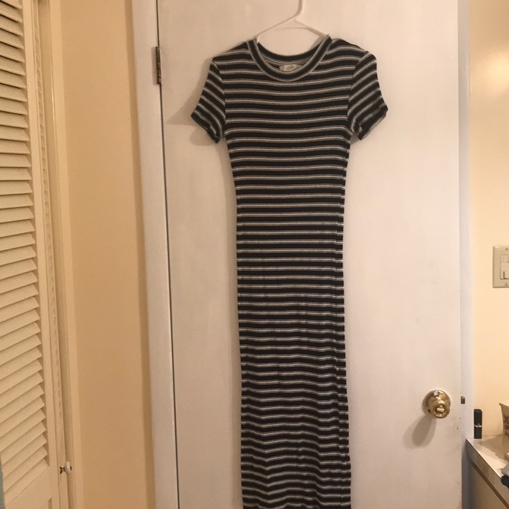 Black and white striped dress